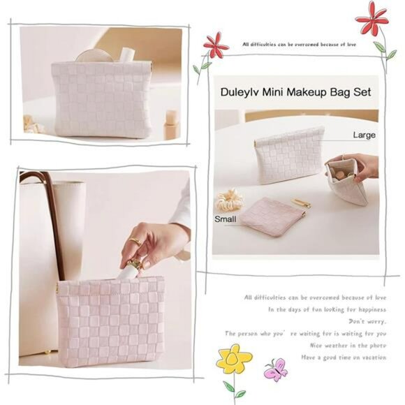 Small makeup bag set waterproof mini cosmetic pouch travel organizer coin purse - Picture 3 of 7